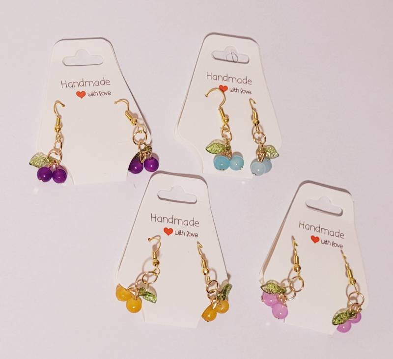 Ohrringe Hängeohrringe Kirschen Trauben Beeren Geschenk Geburtstag Schmuck von AudreyKreationen
