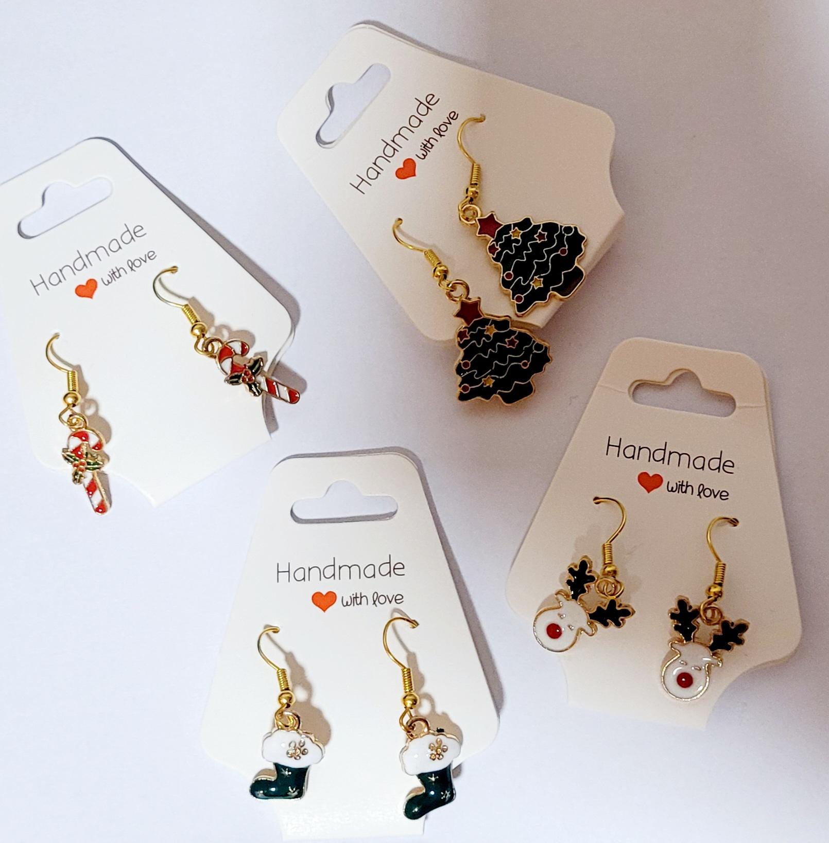 Ohrringe Hängeohrringe Weihnachten Advent Geschenk Mitbringsel Tannenbaum Renntier Stiefel Zuckerstange Schmuck von AudreyKreationen