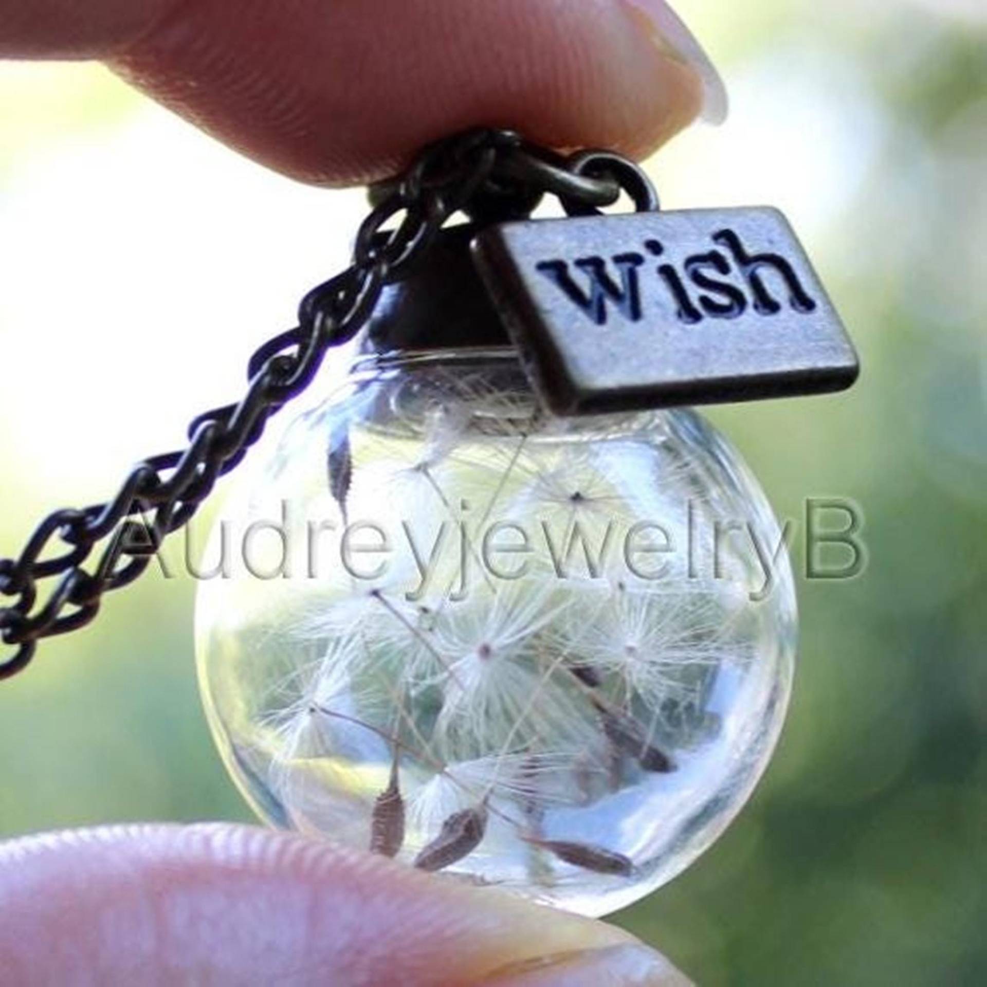 Löwenzahn-Samen-Halskette Make A Wish Charm, 20 Mm Glasanhänger von AudreyjewelryB