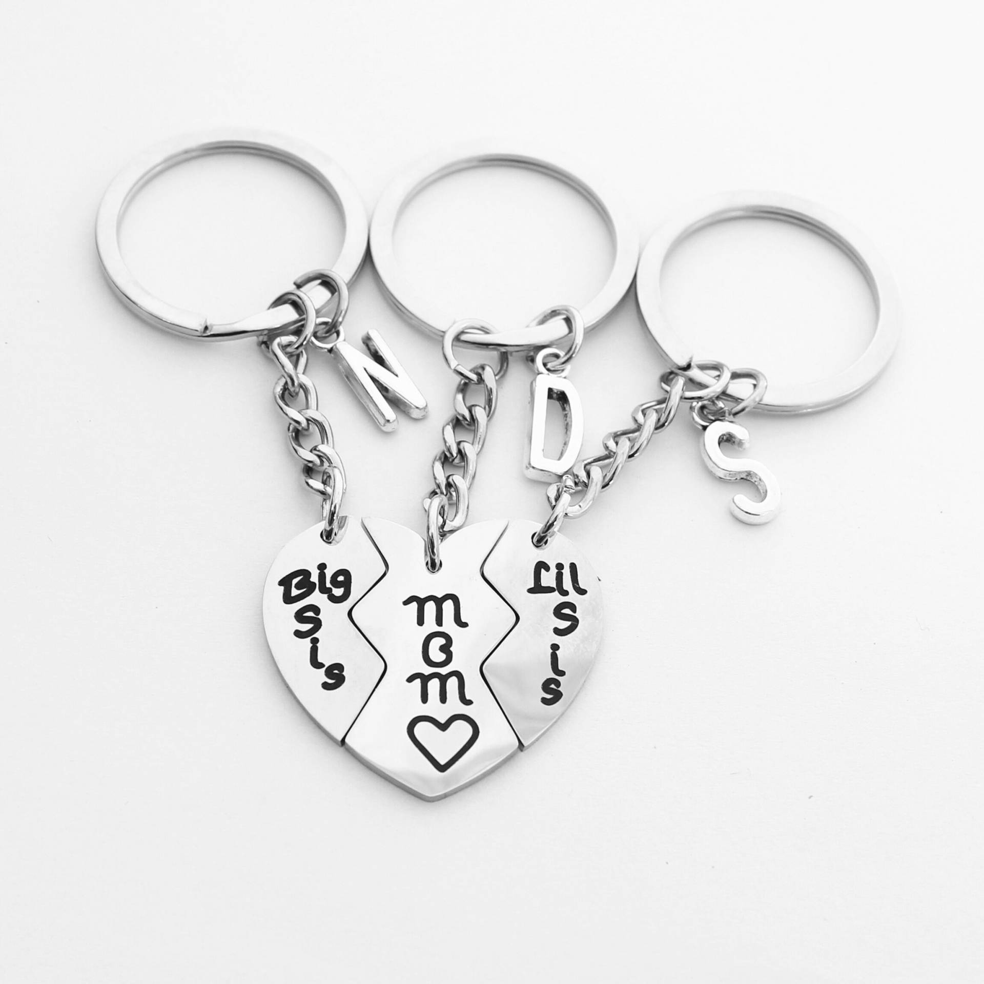 Personalisiertes Mutter-Tochter-Schlüsselbund-Set Initial Charm Aus Edelstahl von AudreyjewelryB