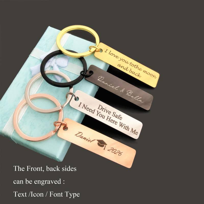 Personalisierter Edelstahl Bar Schlüsselanhänger Individuell Graviertes Geschenk von AudreyjewelryB