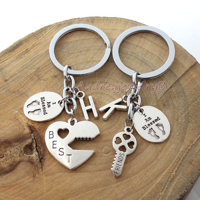 Ersten Besten Friendr & "Ich Bin Gesegnet" Personalisierte Schlüsselanhänger Set Freund Freundin Geschenk, Weihnachtsgeschenke, Geburtstagsgeschenke von AudreyjewelryB