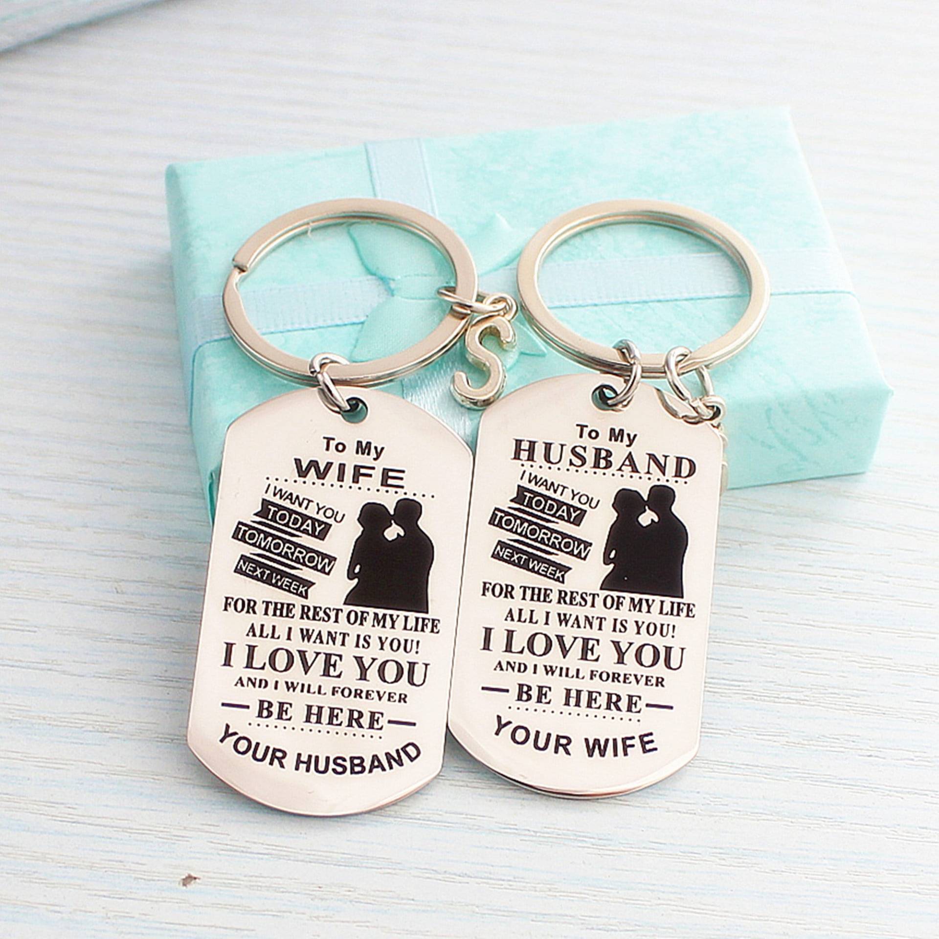 Personalisierter Schlüsselanhänger Geschenk Für Frau/Mann Edelstahl Jubiläum von AudreyjewelryB