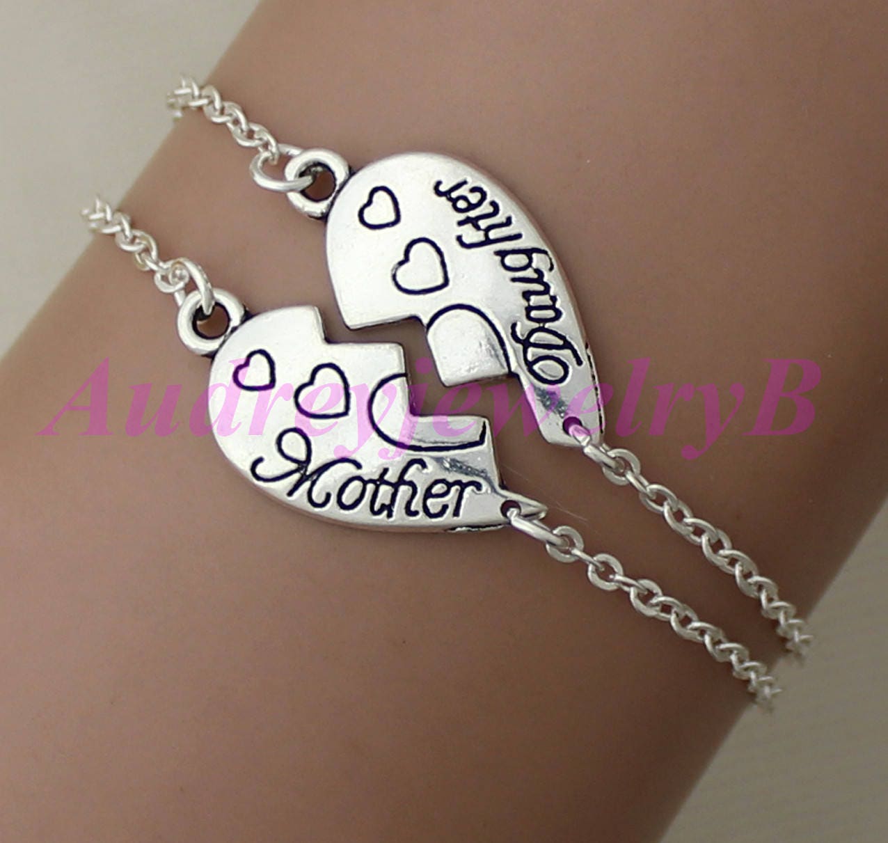 Mutter & Tochter Armbänder, Mutter Und Schmuck, Herz Armband, Muttertag, Geschenke Für Mama, Bff Armbänder von AudreyjewelryB