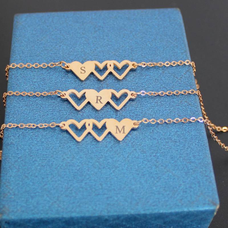 Personalisierte Initial Herz Halskette Edelstahl Freundschaftsschmuck von AudreyjewelryB