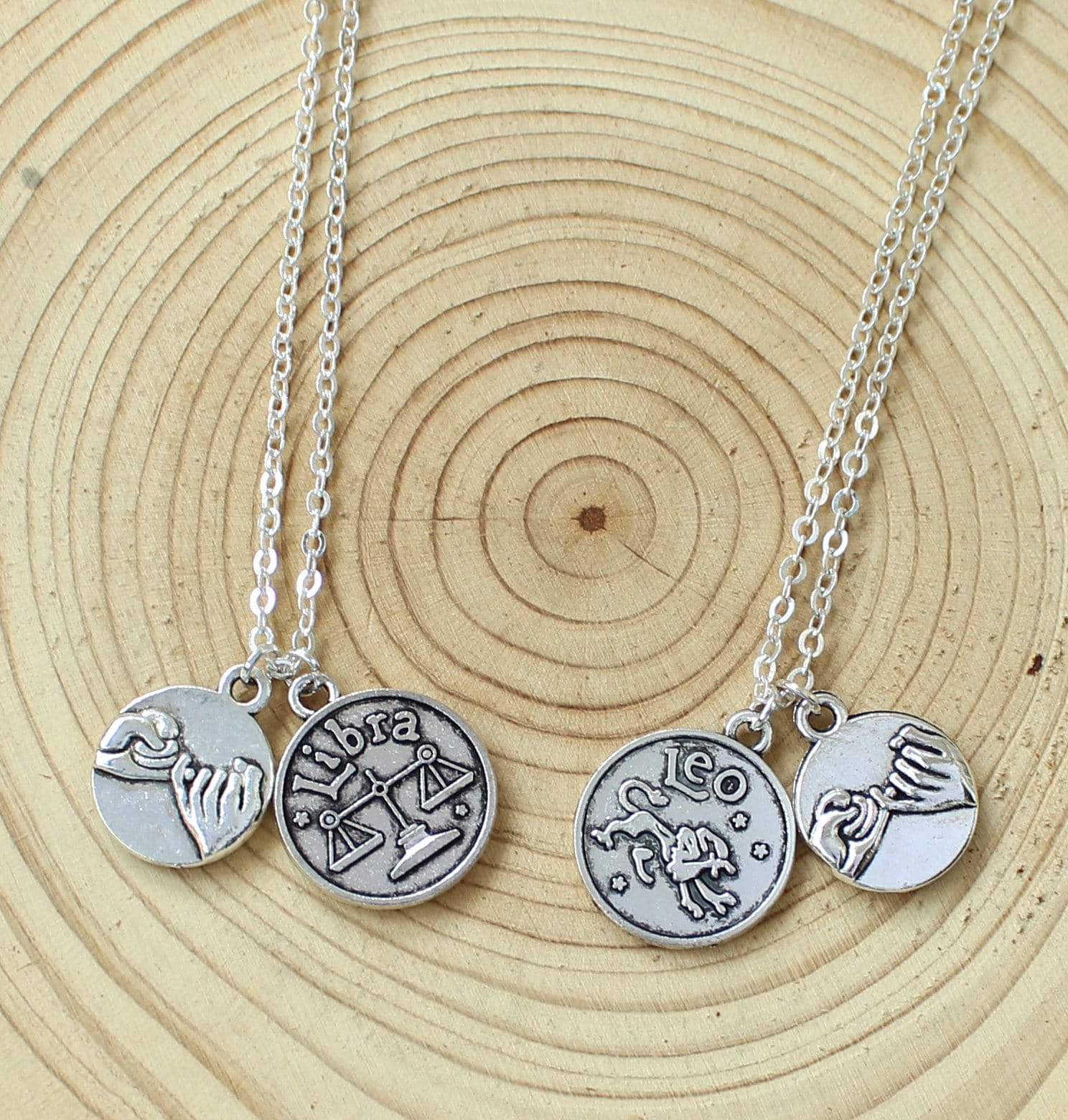 sternzeichen Initial Halsketten-Set Pinky Promise Charm, Astrologie Geschenk von AudreyjewelryB