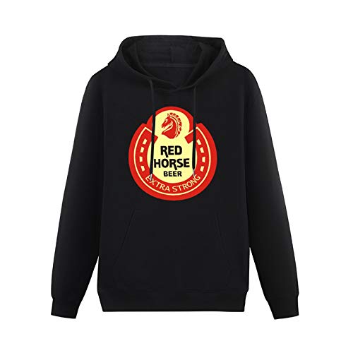 AuduE Mens Red Horse Extra Strong Beer Pullover Hoodie Hooded Top Unisex Mens Ladies Hooded Sweatshirts Size XL Black von AuduE
