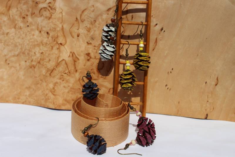 Mammutbaum Zapfen Ohrringe Hänger Verschiedene Farben Echt Wald Natur Elfe Baum Hängeohrringe von AuenwaldCrafts