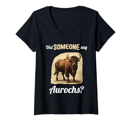 Damen Auerochsen Auerochse T-Shirt mit V-Ausschnitt von Auerochsen Auerochse Tier Shop