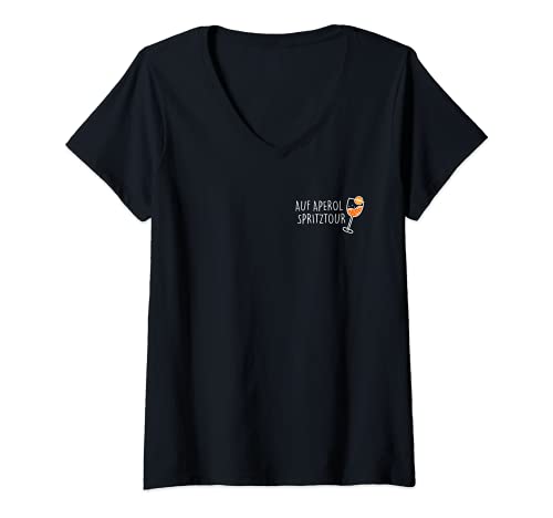 Damen Auf Aperol Spritztour. Jungesellinnenabschied JGA Spritz Fun T-Shirt mit V-Ausschnitt Damen Auf Aperol Spritztour. Jungesellinnenabschied JGA Spritz Fun T-Shirt mit V-Ausschnitt von Auf Aperol Spritztour - Jungesellenabschied JGA