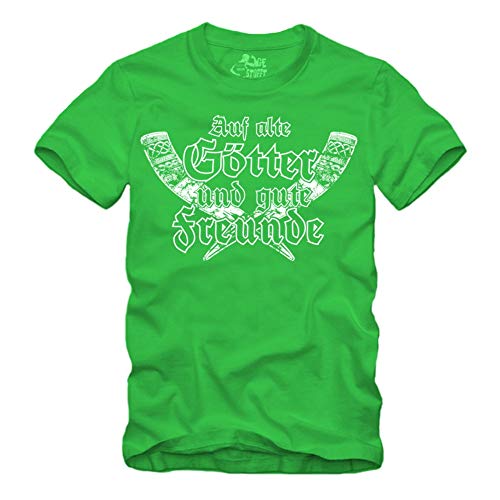 Auf alte Götter und Gute Freunde - T-Shirt S-XXXXL (DE/NL/SE/PL, Alphanumerisch, XXL, Regular, Regular, grün) von Auf alte Götter und Gute Freunde