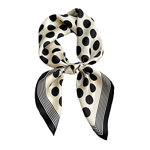 Aufeel 100% reine Maulbeerseide Quadratischer Schal für Haar-68,6 x 68,6 cm - Frauen Seide Halstuch Kopftuch, Dotdot Schwarz, Small von Aufeel