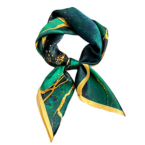 Quadratischer Schal aus 100% reiner Maulbeerseide, 68,6 x 68,6 cm, Damen-Halstuch, Kopftuch, Luxuriöses Grün, Small von Aufeel