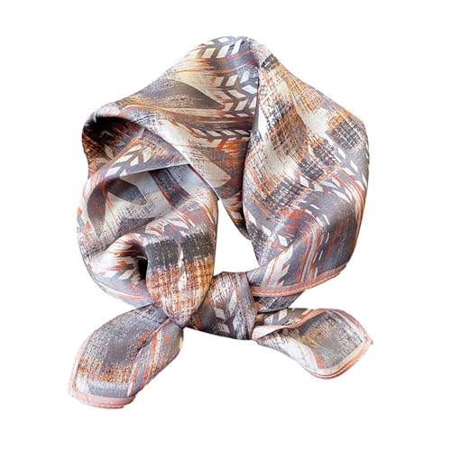 Aufeel Damen-Halstuch aus 100% reiner Maulbeerseide, klein, quadratisch, Seide, Kopftuch, ca. 53 x 53 cm, Braun 1, Small von Aufeel