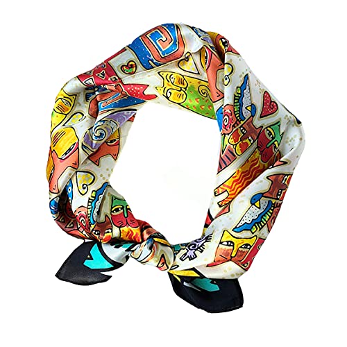 Aufeel Damen-Halstuch aus 100 % reiner Maulbeerseide, klein, quadratisch, Seide, Kopftuch, ca. 53 x 53 cm, Hunde, Small von Aufeel