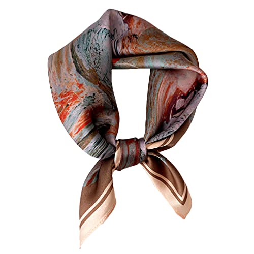Aufeel Damen-Halstuch aus 100 % reiner Maulbeerseide, klein, quadratisch, Seide, Kopftuch, ca. 53 x 53 cm, Milchtee, Small von Aufeel