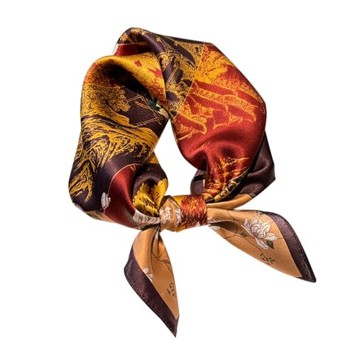 Aufeel Damen-Halstuch aus 100% reiner Maulbeerseide, klein, quadratisch, Seide, Kopftuch, ca. 53 x 53 cm, Rotes Kupfer, Small von Aufeel
