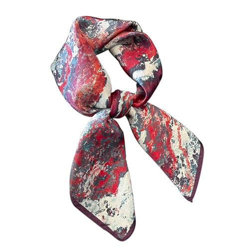 Quadratischer Schal aus 100 % reiner Maulbeerseide, 68,6 x 68,6 cm, Damen-Halstuch, Kopftuch, Klassisches Rot 1, Medium von Aufeel