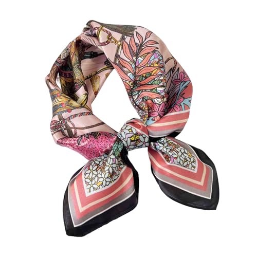 Quadratischer Schal aus 100 % reiner Maulbeerseide, 68,6 x 68,6 cm, Damen-Halstuch, Kopftuch, Pink, Small von Aufeel