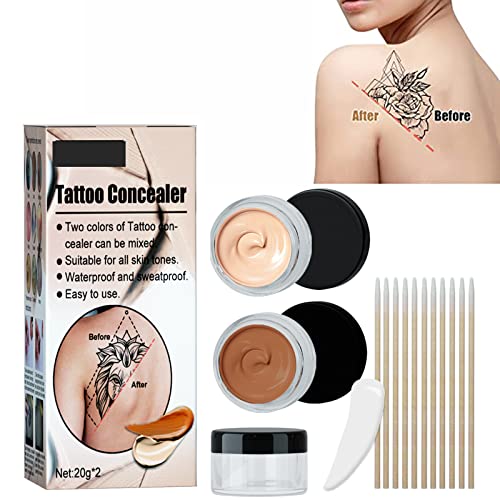 2 Colors Tattoo Concealer Cream Make-up Körper Muttermal Narbenflecken Abdeckung Creme wasserdichte Narbenabdeckung Make-up Camouflage Creme Zur Verwendung Am Körper, Für Beine, Für Männer und Frauen von Auflosung