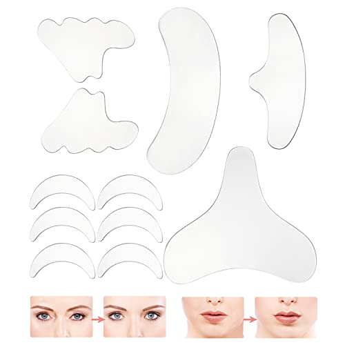 Anti Falten Pads Silikon, Gesichts Antifaltenpflaster, Facial Patches, Wiederverwendbares Waschbares Anti Falten Patch, Faltenentfernungsstreifen für Stirn, Augen, Kinn, Gesicht, Mund, 11 Stück von Auflosung