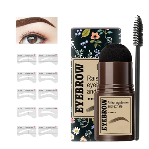 Eyebrow Powder Stamp, Augenbrauen-stempel-set 1 Step Brow Stamp Shaping Kit Wiederverwendbares Makeup Brauenpuder Schablonen Kit Augenbrauenstempel Wasserdicht (Mittelbraun) von Auflosung