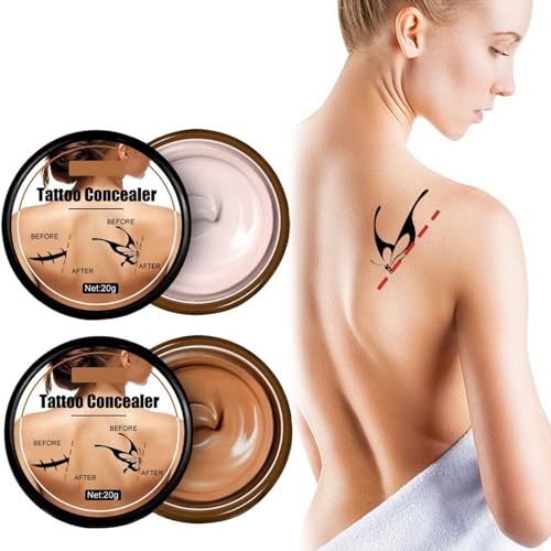 Tattoo Concealer 2 Colors, Tattoo Entferner, Wasserdichte Haut Camouflage Creme Scar Versteckt Tattoo Vertuschen Make-up, Anwendung am Körper, für Beine, für Männer und Frauen von Auflosung