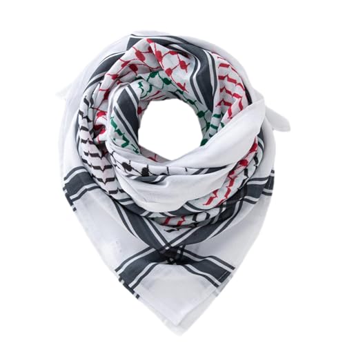 Aufquwk Palestine, 53'' X 52'' Unisex Palästina Schal, Atmungsaktiver Hautfreundlicher Arabischer Shemagh Für Alle Altersgruppen, Bandana Halstuch Aus Dem Nahen Osten Für Sonnenschutz Und Sandschutz von Aufquwk
