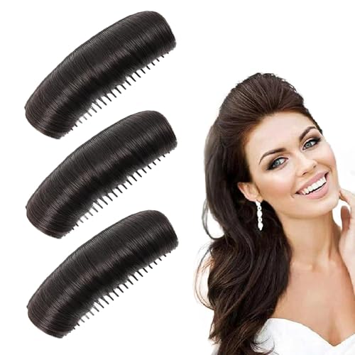 Unsichtbares Flauschiges Haarpolster, 3 Stück Bump It Up Volumen-Haarbasis, Haarstyling Natürlicher Realistischer Haarkissen, Dutt Maker Fluffys Hair Clip, volumen Haare Duttkissen für Frauen von Aufquwk