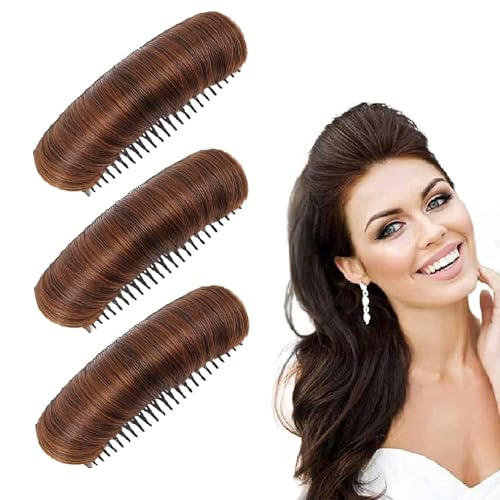 Unsichtbares Flauschiges Haarpolster, 3 Stück Bump It Up Volumen-Haarbasis, Haarstyling Natürlicher Realistischer Haarkissen, Dutt Maker Fluffys Hair Clip, volumen Haare Duttkissen für Frauen von Aufquwk