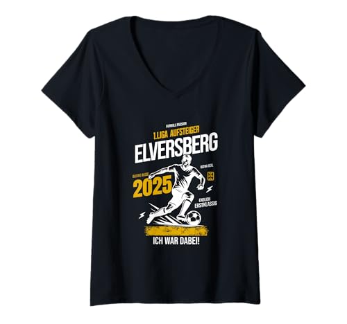 Damen Elversberg Mission Aufstieg 2025 Fan Design Fußball T-Shirt mit V-Ausschnitt Damen Elversberg Mission Aufstieg 2025 Fan Design Fußball T-Shirt mit V-Ausschnitt von Aufsteiger 2025