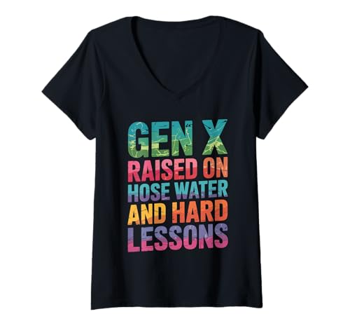 Damen Raised on Hose Water and Hard Lessons. Lustig T-Shirt mit V-Ausschnitt von Aufwachsen Einer Generation