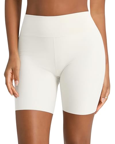 AugYew Kurze Leggings Radlerhose Damen, High Waist Anti Scheuern Sport Hose Unter Kleid Damen Boxershorts Unterhosen, Weiß,XXXL von AugYew