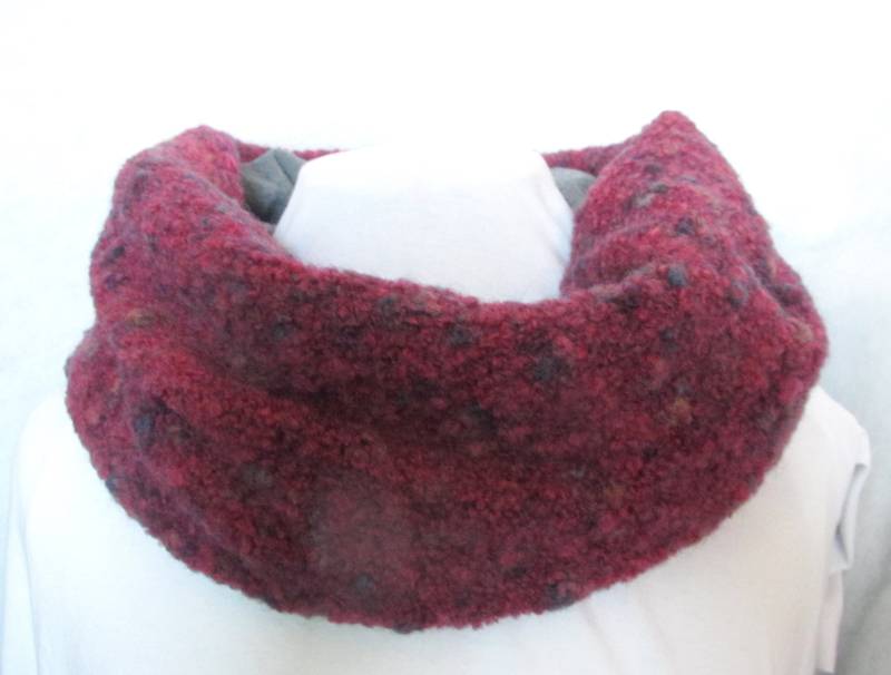 Kaputzenloop. Loop, Winterloop, Schlauchschal, Warm, Beere, Grau, Wolle, Geschenk Für Frau von Augenblickchen