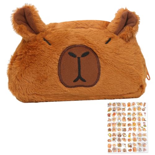 Augesak Capybara Schultüte,Capybara Federmäppchen mit Sticker,Niedlicher Capybara Stifthalter,Kreatives Capybara-Geschenk Schreibwarentasche für Kinder und Erwachsene von Augesak