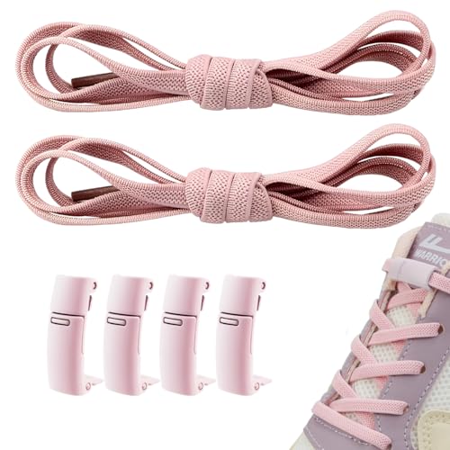 Augesak 2 Paar 6mm Elastische Schnürsenkel Ohne Binden, Schnürsenkel Schnellverschluss, Magnetische Schnürsenkel Schnellschnürsystem, Gummi Schuhbänder ohne binden für Kinder und Erwachsene (Rosa) von Augesak