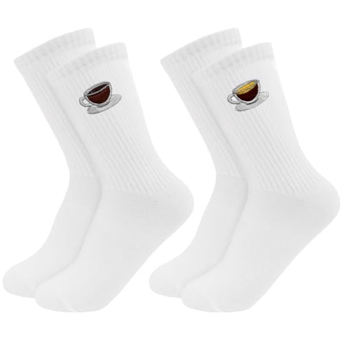 Augesak 2 Paar Weiß Tennissocken Damen & Herren,Motiv Tennissocken mit Streifen,Unisex Sportsocken,Tennis Socken Arbeitssocken EU 43-46 von Augesak