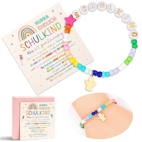 Augesak Einschulung Mädchen Geschenk, Schulkind Einschulung Ärmbänder Mädchen, Schulkind Geschenk für Schulanfänger Engel (Farbe) von Augesak