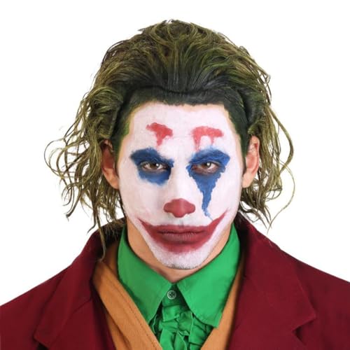 Joker Perücke Herren, Grüne Perücke für Joker Kostüm Herren, Locken Perücken Joker Grün, Wig Kurze Wellige Clown Perücke für Herren Fasching Halloween Karneval Kostüm Joker Cosplay von Augesak