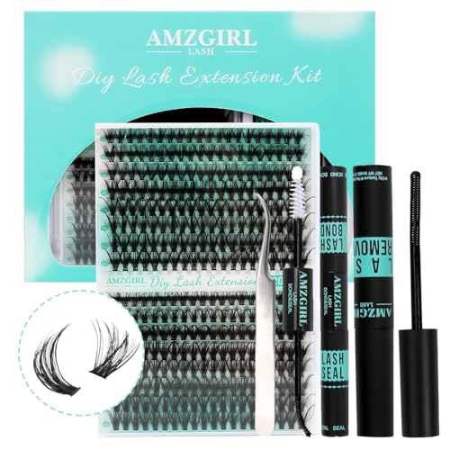 Wimpern Extensions Set,320Pcs Lash Extension Set,30-40D Cluster Lashes mit Bond and Seal,Wimpern Pinzette,DIY Lash Extensions für Anfänger Mädchen und Frauen (9-16mm Mix) von Augesak