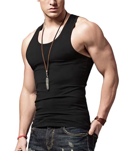 Augin Sport Herren Classic 1/4er Pack Weste Top Baumwolle ärmellos Unterhemd Schwarz 2XL von Augin Sport