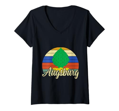 Damen Augsburg Vintage Hopfen Design - Retro Deutsche Stadt Grafik T-Shirt mit V-Ausschnitt von Augsburg Apparel