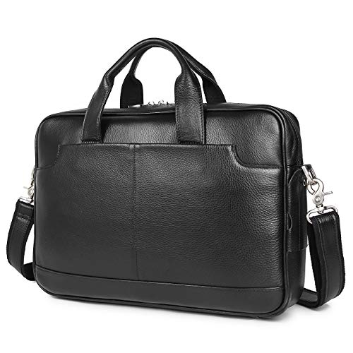 Augus Laptop-Tasche für Herren, Leder, wasserdicht, für Reisen, Kuriertasche, 15,6 Zoll (39,6 cm) Laptoptasche, schwarz, One_Size, von Augus