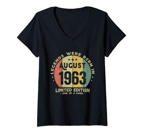 Damen Legends Were Born in August 1963 Geburtstag T-Shirt mit V-Ausschnitt Damen Legends Were Born in August 1963 Geburtstag T-Shirt mit V-Ausschnitt von August 1963 - Birthday Unforgettable
