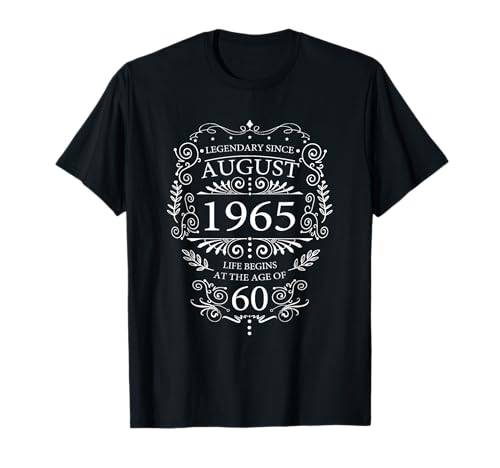 Geschenk zum 60. Geburtstag für Männer und Frauen im Vintage-Stil T-Shirt von August 1965 Retro Ornemantes Birthday Design