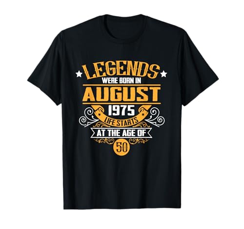 Geschenke zum 50. Geburtstag für Männer und Frauen im Vintage-Stil T-Shirt von August 1975 Retro Month of Birth Ornaments