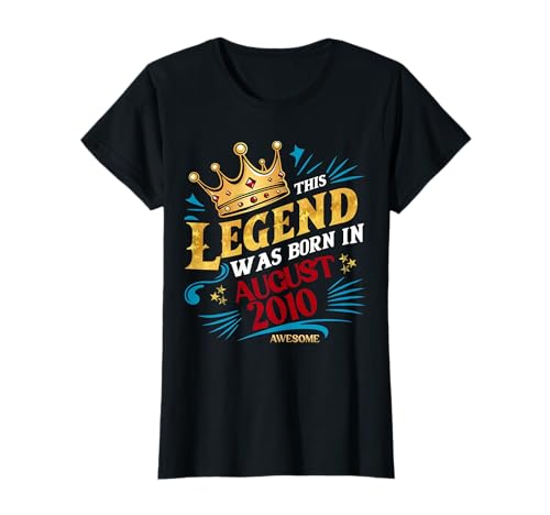 Eine Legende wurde im August 2010 geboren. Awesome Man Boy Birthday T-Shirt Eine Legende wurde im August 2010 geboren. Awesome Man Boy Birthday T-Shirt von August 2010 Birthday Legendary Since 2010 Men