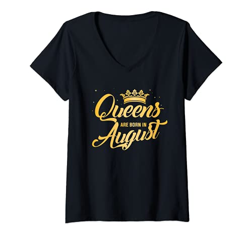 Damen Queens Are Born In August | Frauen Geburtstagsgeschenk T-Shirt mit V-Ausschnitt Damen Queens Are Born In August | Frauen Geburtstagsgeschenk T-Shirt mit V-Ausschnitt von August Queens Collection