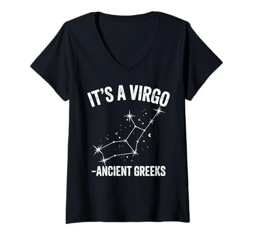 Damen Jungfrau Sternzeichen Sternbild Lustiges Astrologiezeichen Geburtstag T-Shirt mit V-Ausschnitt von August September Horoscope Tee Astrology Gift