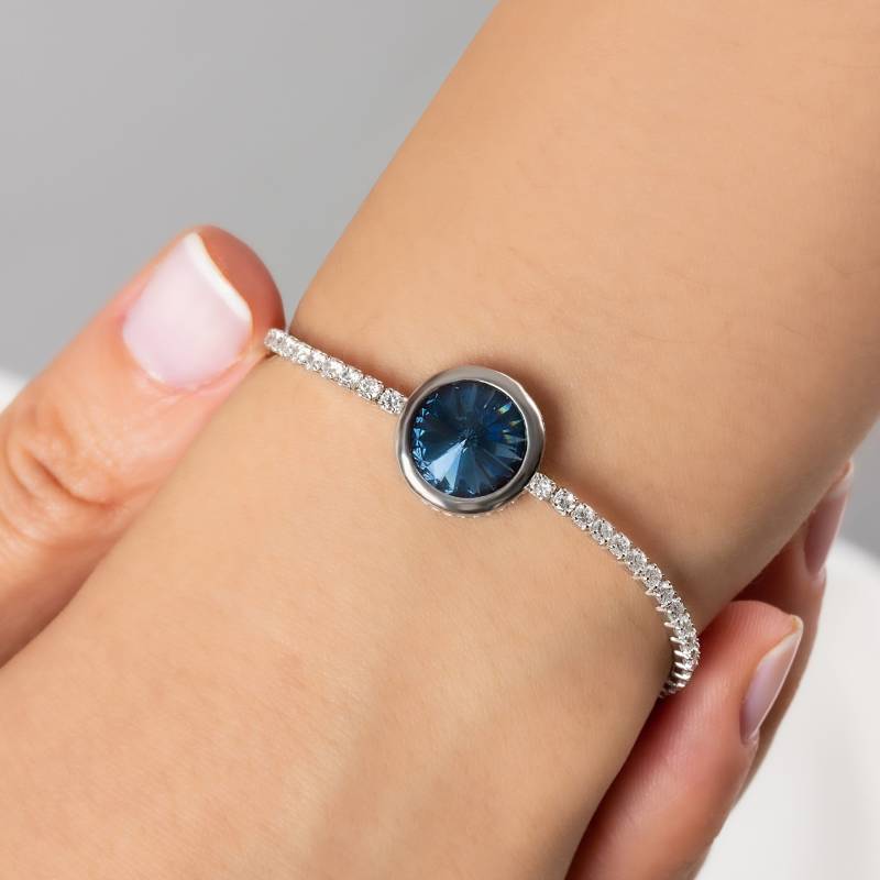 Silber Saphir Cz Tennis Armband, Zierliche Diamant Kette, Blauer Edelstein Brautschmuck, Weihnachtsgeschenk Für Sie von AugustAntonina